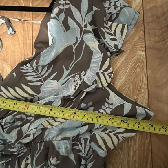 Torrid Walk-Through Gauze Maxi Romper Dress Shorts Size 4 / 4X Blue Floral Mint - Picture 7 of 11